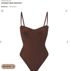 Skims Contour Lift Straight Neck Bodysuit in Cocoa XS